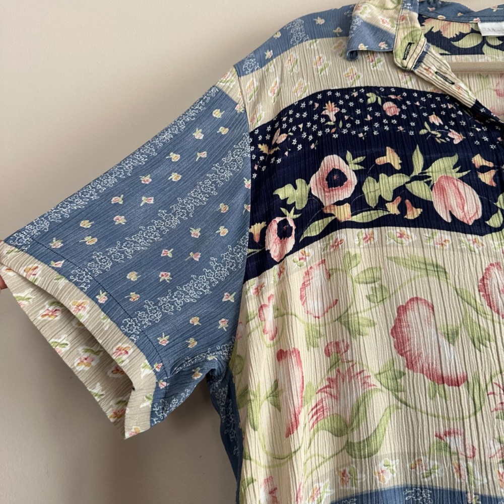 Vintage Short Sleeve Floral Gauze Shirt - Picture 2 of 7